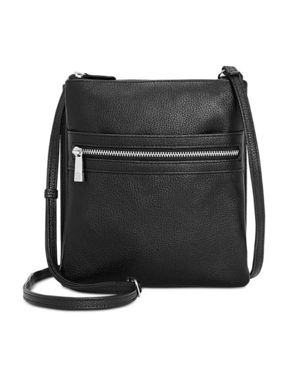 GIANI BERNINI Dasher pebble leather triple zip women's crossbody organizer Black